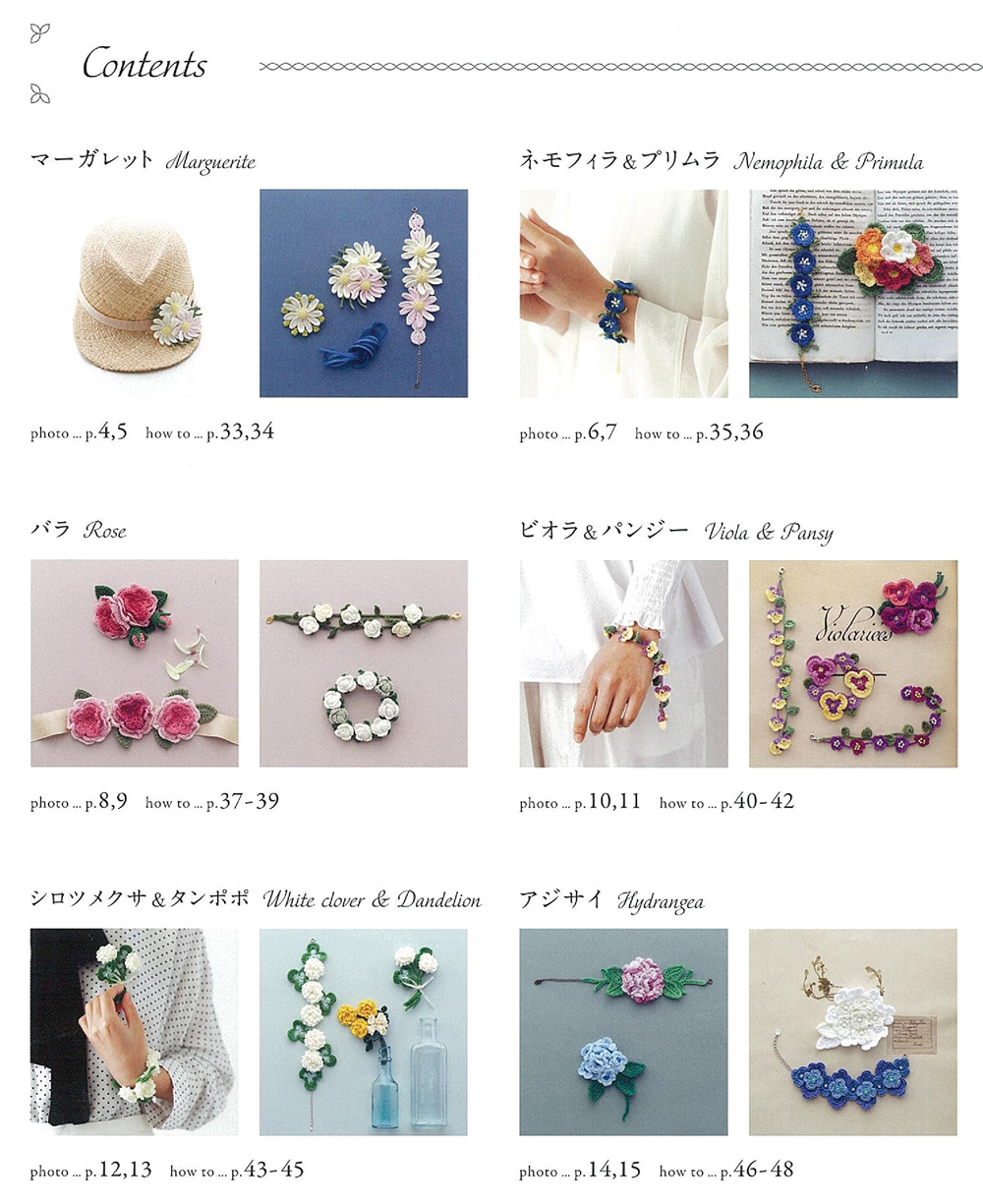 Knitting with embroidery thread Crochet accessories lovely corsage and bracelet
